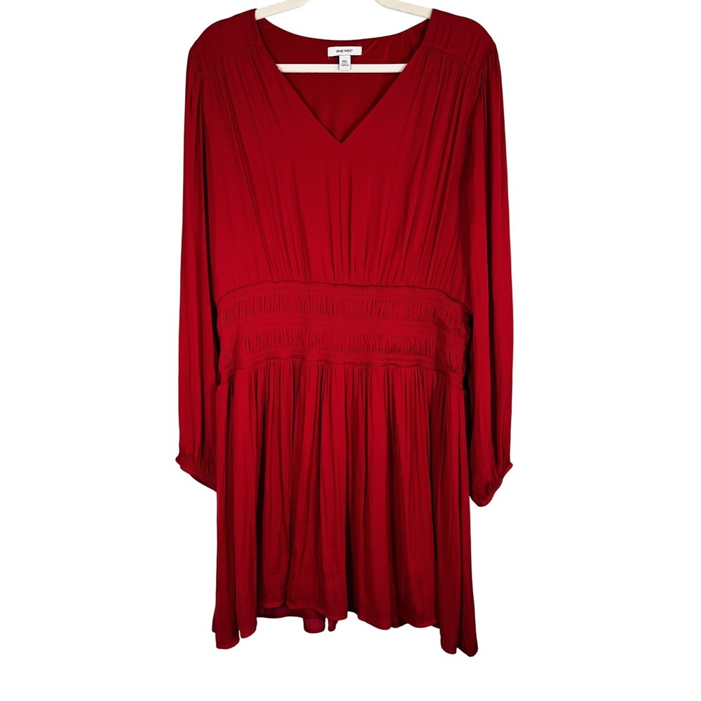 Nine West‎ Drop Waist Mini Dress Red 2X Romantic Patriotic Resort Preppy Chic